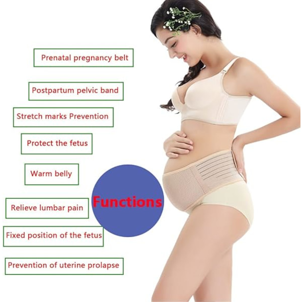 Graviditetsbälte l 105 cm för kvinnor lumbal och buken stöder