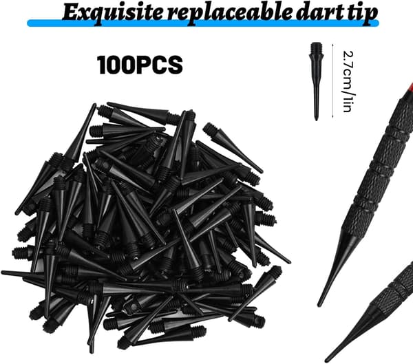 12 plastikspidser, 18g bløde pile, 3 ekstra pilevinger, 100 spidser