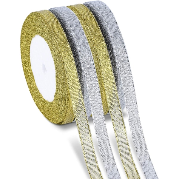 Sølv og guld 2 ruller hver, (22m*2cm) Julebånd bånd f