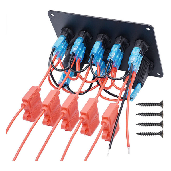 5-pakks vippebryter, dobbel USB-kontakt 12V lader strømuttak LE