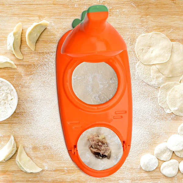 2 i 1 Dumpling Maker - Orange, Tortilla Press, Mini Køkken Gadget