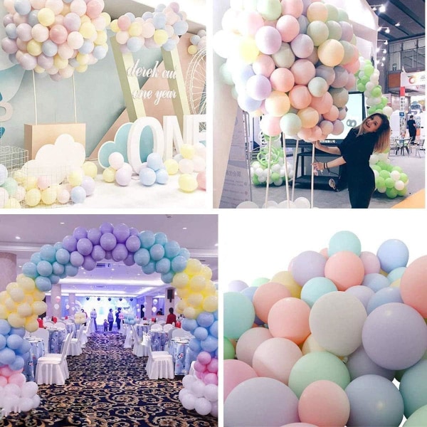 Pastellballong, 100 stk Macaronballonger, Pastellfarget lateksball
