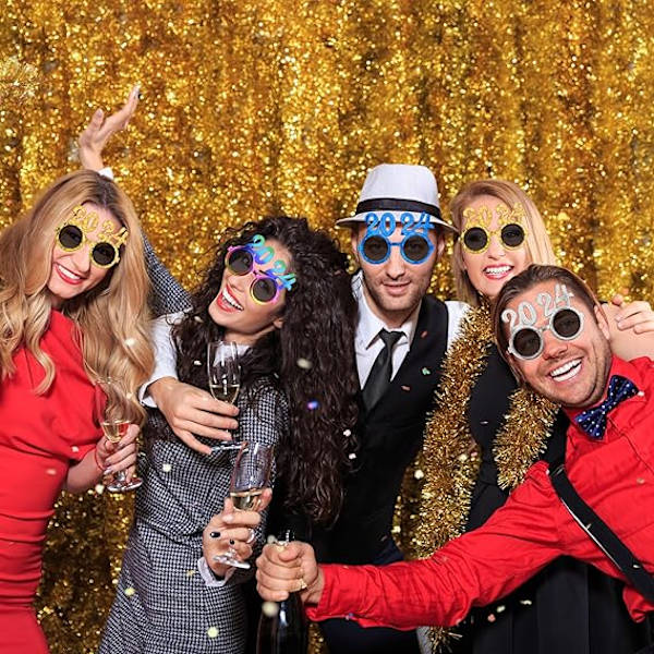 2024 Gott Nytt År Glasögon, 4 st Nyårsfest Glasögon Glasögon för Foto Rekvisita Fancy Nyårsfest Glasögon Ram för Barn Vuxna Nyårsfest Dekoration