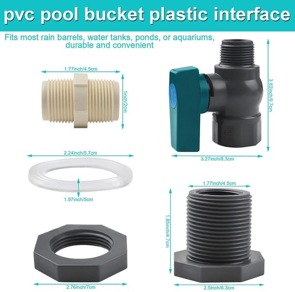 Koppling PVC Vattentankar Kran PVC Regnfat 3/4 Tum Bulkhea