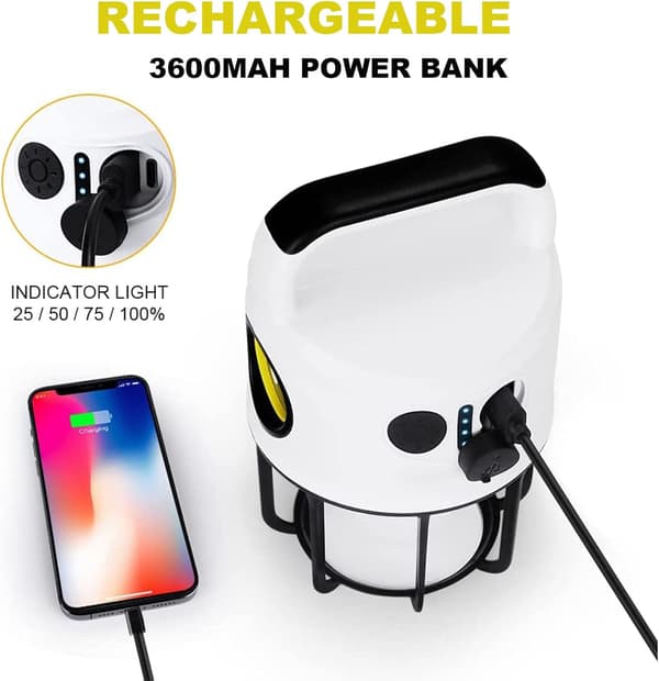 Oppladbar LED-campinglanterne, 6 moduser IPX4 vanntett utendørs