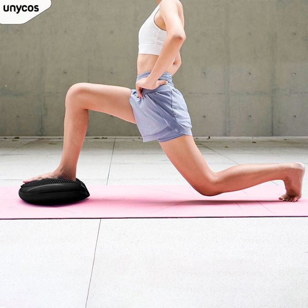 Tasapainolaatta, havaintoalusta, musta 34cm - Ilmatäytteinen alusta, joogamatto - Ydintreeni, selkä, vatsalihakset, jalat, kuntoilu, Pilates, kuntoutus