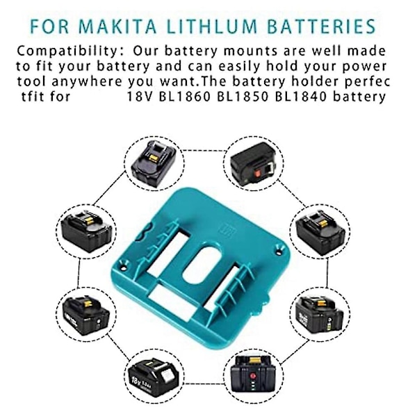 5-pakks batteriholder batterimontering for 18v ​​batteridokkholder