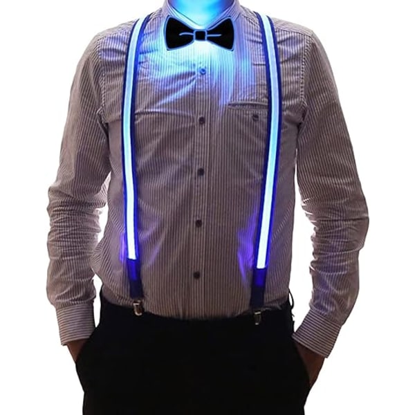 Siniset kirkkaat henkselit miehille aikuisille Säädettävä LED-vyö P