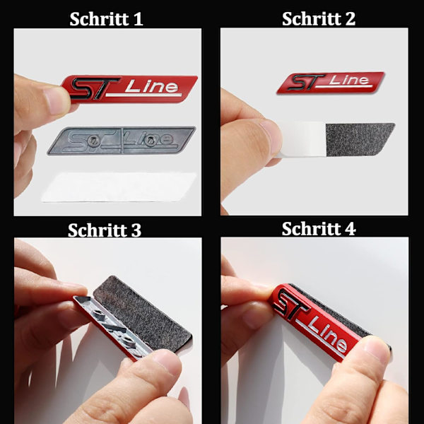 2 kpl Metal St Line -tarra, auton etumerkki, kromitarra useimmille malleille, punainen