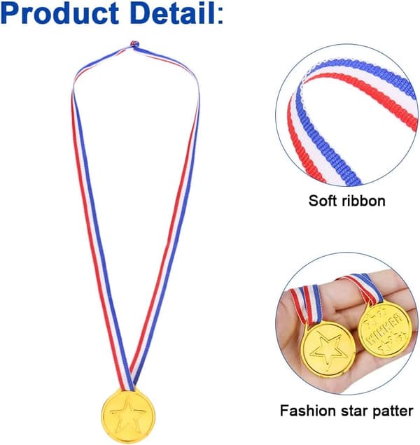 28 st barns medaljer, plastguldmedalj med halsband