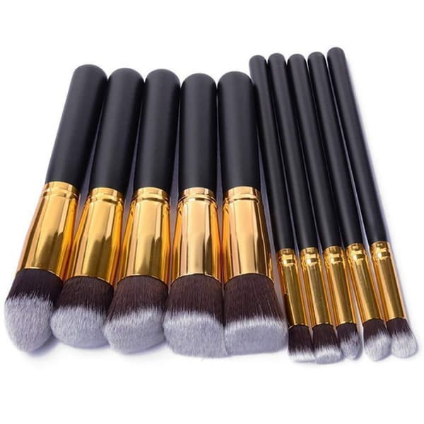 10 stk. Professionelle Makeupbørster, Makeupsæt - Guld Guld