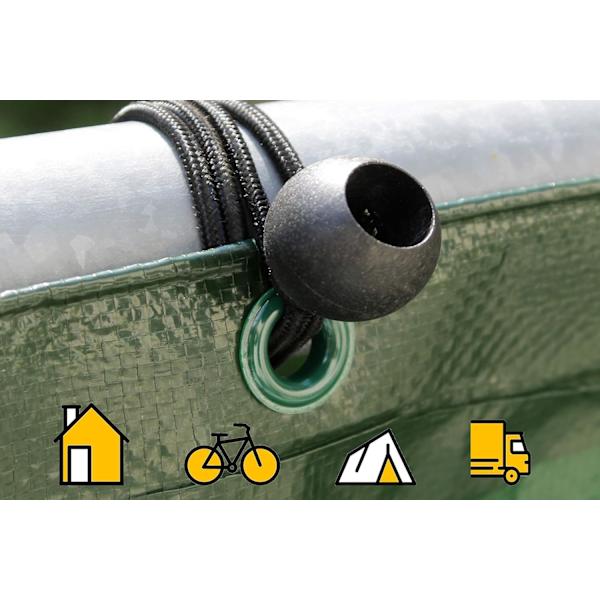 20 Professionelle elastiske spændere i gummi med kugle (sort 150 mm)