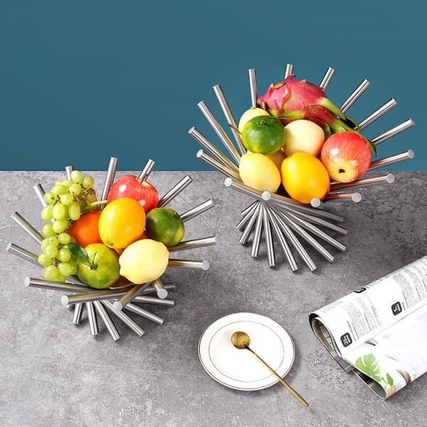 L Creative rustfritt stål roterende fruktskål / fruktkurv / F