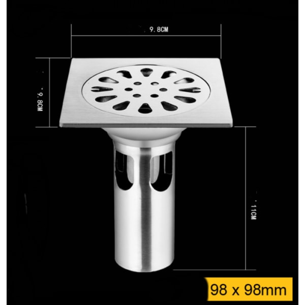 Thickened Stainless Steel Bathroom Floor Drain Deodorant Square S