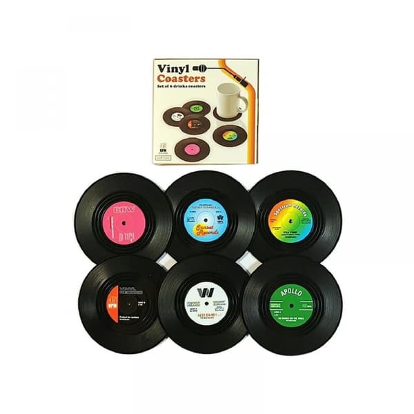 6 stk Vinyl Record Cup Coaster Retro Kaffe Kopp Varmeisolasjon Pa