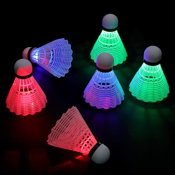 Sulkapallo, 4 LED-sulkapalloa, höyhen-nylon sulka