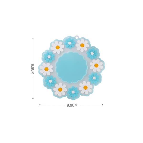 Sæt med 4 søde 10 cm Daisy silikoneunderlag til drikkevarer