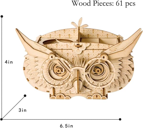 Ugle Opbevaringsboks 3D Træpuslespil Model, Modelbygning for Voksne