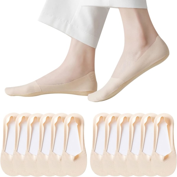 6 paria beigenvärisiä naisten sukkia liukumattomia silkkiä, nylon ja silikonia