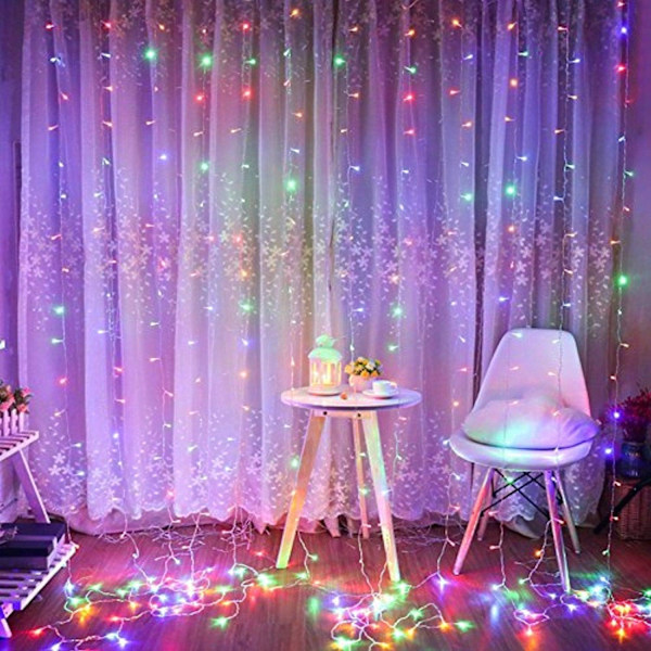 Fargerike 10m 100 LED innendørs julelys, 8 moduser
