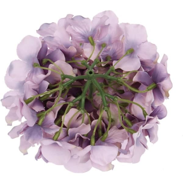 Sæt med 10 lyslilla silkebroderede, kunstige kugleblomster h
