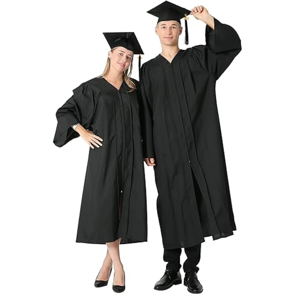 Svart universitetsavgangskjole og konfirmasjonshette for voksne 20