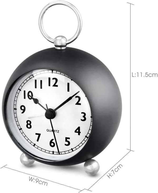 Tysta sängklockor, icke-tickande tyst analog väckarklocka, batteridriven