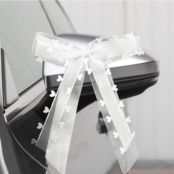 50pcs White Bows with Hearts for Car Wedding Christmas Decoration