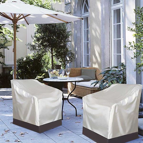 Patiostolsöverdrag, vardagsrum djup sitsöverdrag, kraftig vattentät utomhus gräsmatta uteplats möbelöverdrag, medium beige och brun BEIGE84x67x73cm