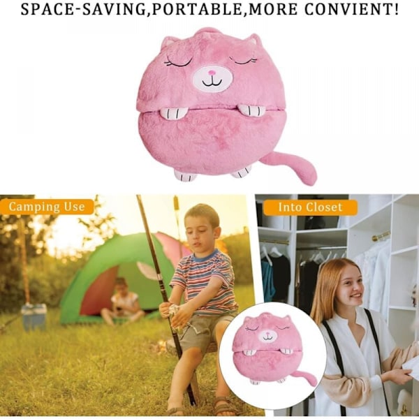 (130*50cm, lyserød) Sovepose til børn med pude, blød og komfortabel, 2 i 1