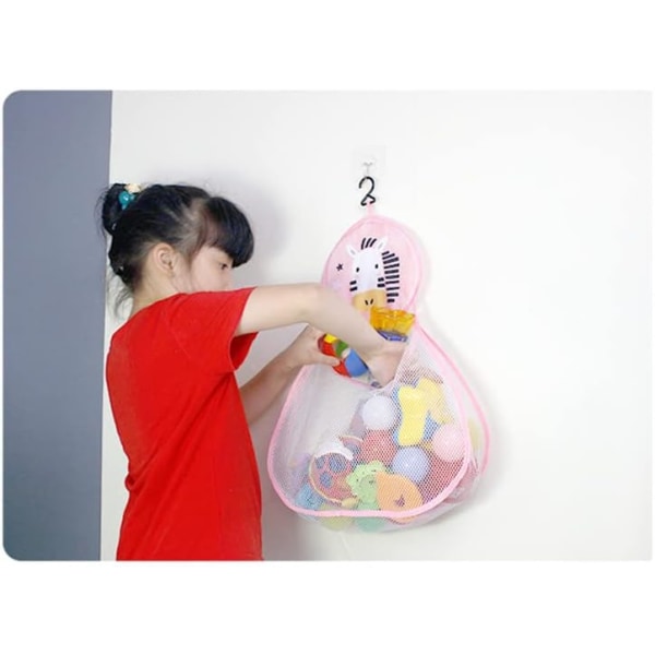 1pcs Pink Toy Bag Bathroom Bathtub Organizer with Hooks