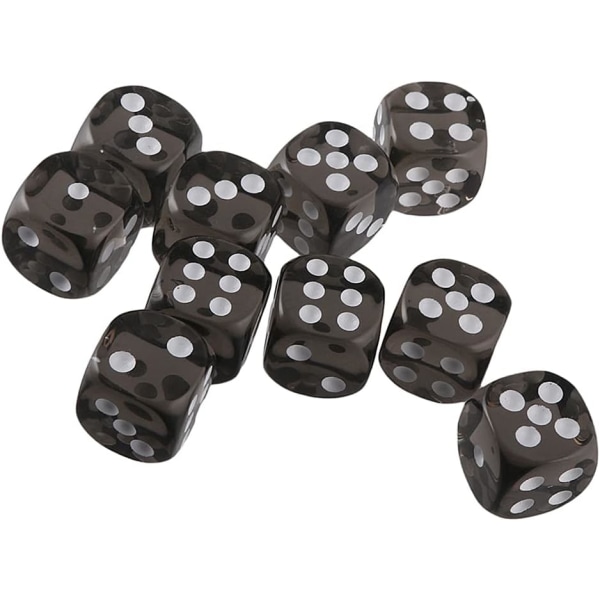 10 st polyhedral tärningar (svart) D6 tärningar 16 mm akryl tärningssats för D