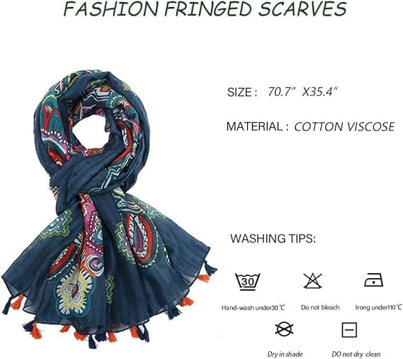 1PCS Boho-skjerf for kvinner Blomstermønster Blomstertrykk Lett