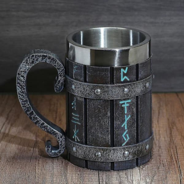 Viking Rune Mug Ølkrus Blackjack Herre Ølkrus