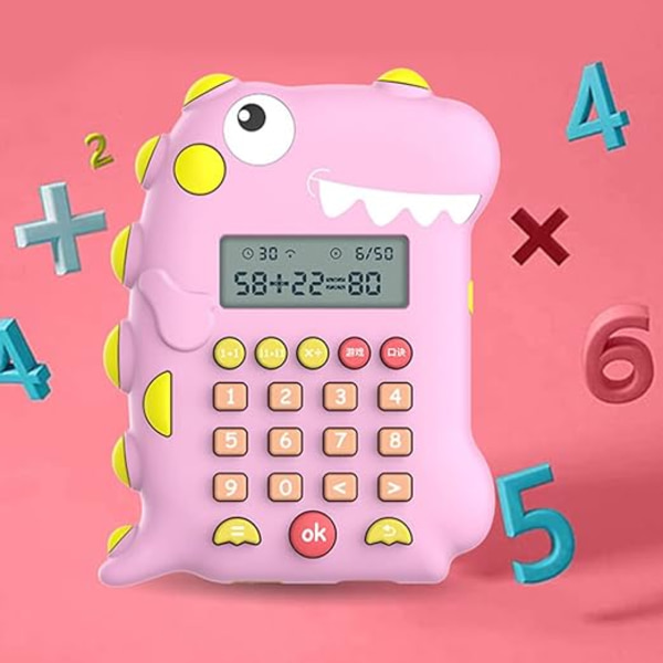 Barnekalkulator, Rosa Dinosaur Shape Kalkulator, Matematikkspill Smart
