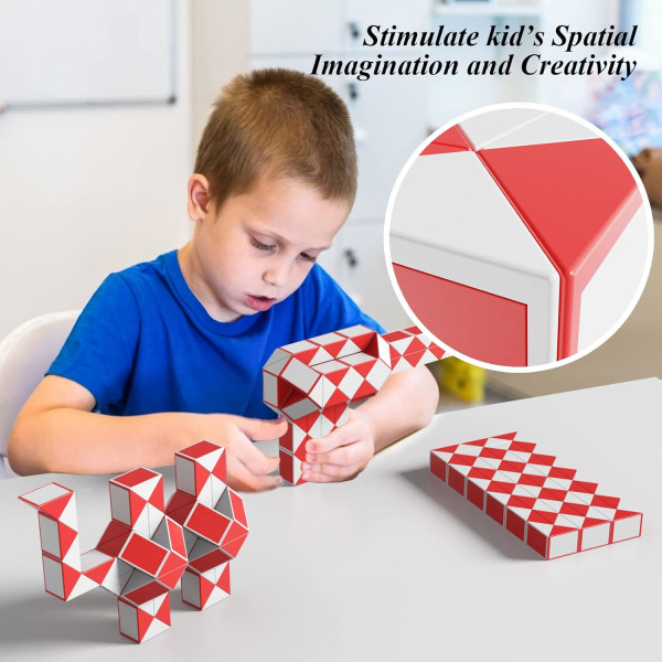 1 Pack (Röd) Magisk orm med 72 block, Magic Snake Cube Twist P