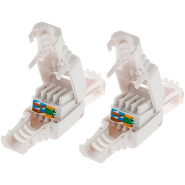 Sats med 10 RJ45 CAT 6-kontakter, verktyg ingår ej, kategori 6e-press