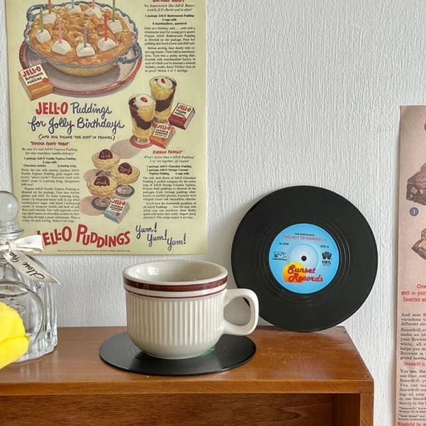6 stk Vinyl Record Cup Coaster Retro Kaffe Kopp Varmeisolasjon Pa