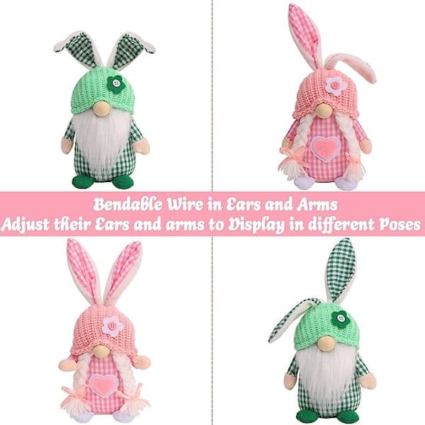 Easter Elf Decorations, 2 Pcs Plush Easter Bunny Handmade Swedish T