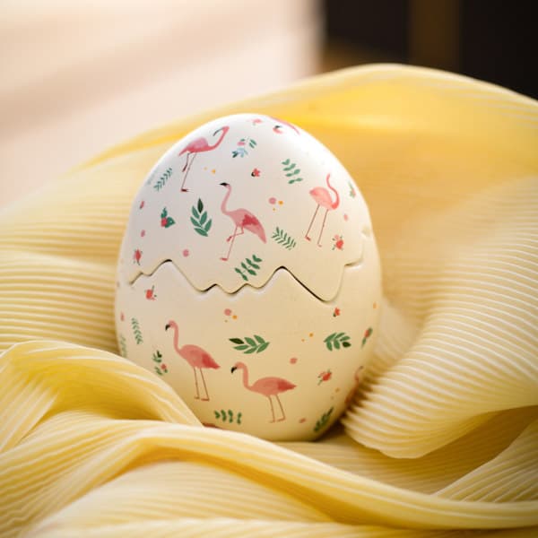 Easter Ceramic Bunny Egg Cookie Jar, Animal Shaped Hand-Painted Dolomite Candy Jar Storage Container