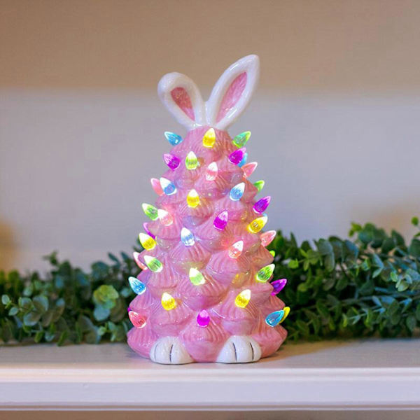 Pink Easter Bunny Tree, Table Decoration Pink Rabbit Tree Home Decor