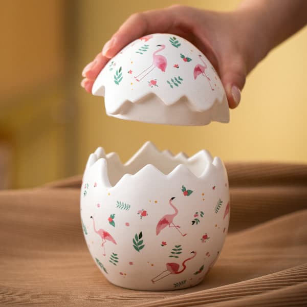 Easter Ceramic Bunny Egg Cookie Jar, Animal Shaped Hand-Painted Dolomite Candy Jar Storage Container