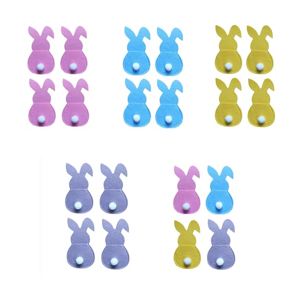 [LLC] Harmless and Sturdy Felt Material, Various Color Options for Customizable Easter Table Settings, Reusable Rabbit Cutlery Holders