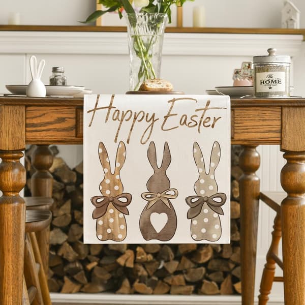 Carrots Rabbit Happy Easter Table Runner, 13 x 72 Inch