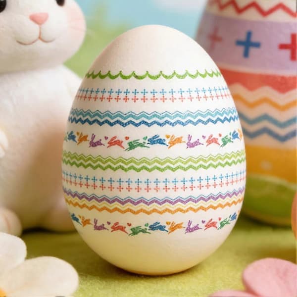 4 pcs Easter Egg Wraps and Shrink Kit - Traditional Decor, Rectangular Handmade Stickers, Party Decoration