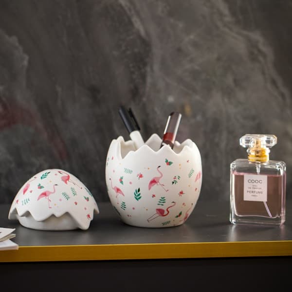 Easter Ceramic Bunny Egg Cookie Jar, Animal Shaped Hand-Painted Dolomite Candy Jar Storage Container