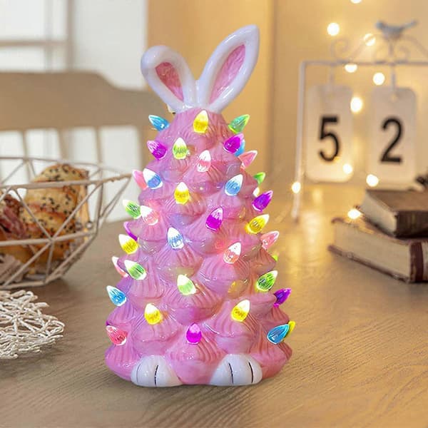 Pink Easter Bunny Tree, Table Decoration Pink Rabbit Tree Home Decor