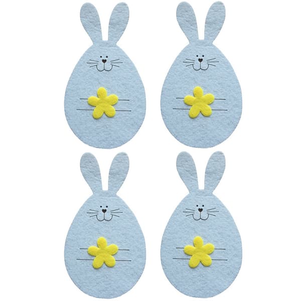 Easter Bunny Cutlery Bag Cute Cartoon Tableware Holder Cover Creative Table Decor for Easter Party