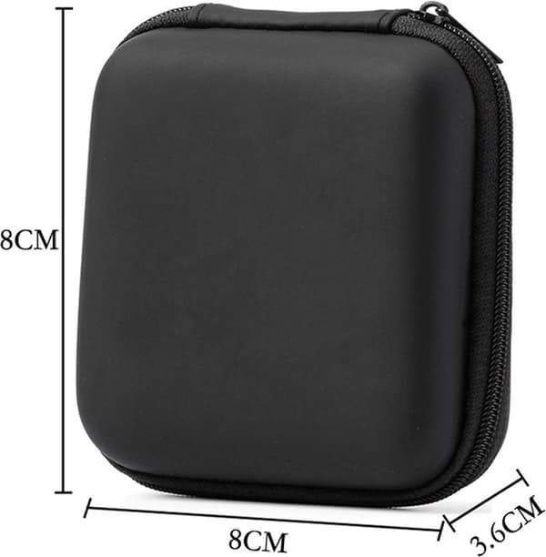 Hard Case til Bluetooth Headset, Universal Høretelefon Opbevaringsboks, Sort, 8x8x3.6cm, 1 Styk