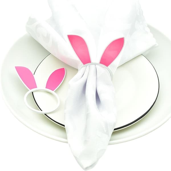 5 Pcs Easter Bunny Ear Napkin Rings Rabbit Napkin Ring Holders Table Decorations compatible with Spring Easter Party